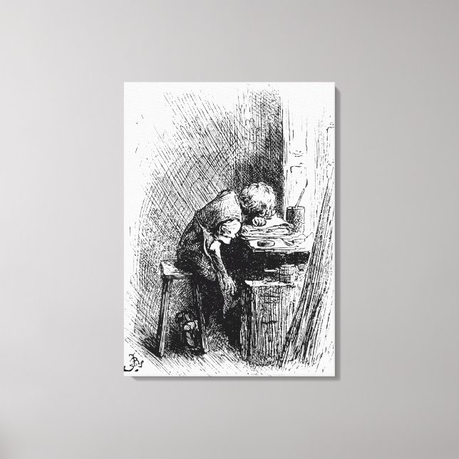 Lienzo Charles Dickens en Blacking Factory (Anverso)