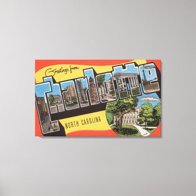 Lienzo Charlotte, Carolina del Norte - Escenas de letras  (Anverso)