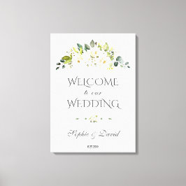 Lienzo Charm White Cream Floral Welcome Boda Rótulo