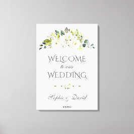 Lienzo Charm White Cream Floral Welcome Boda Rótulo