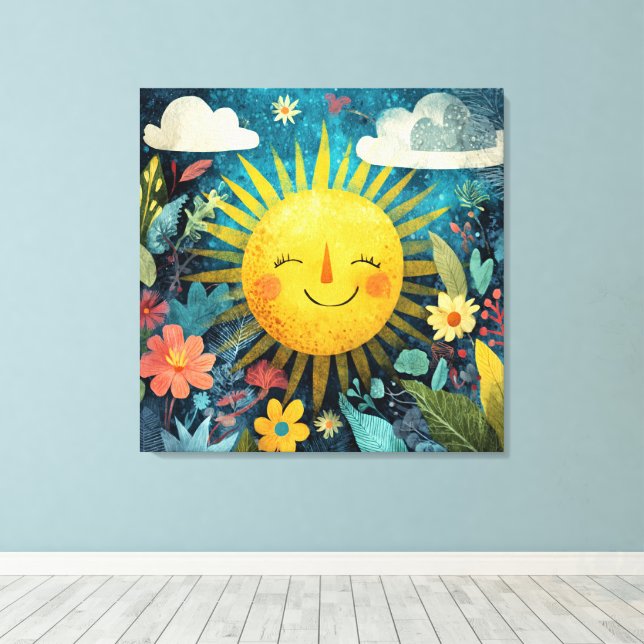 Lienzo Cheerful Sun Over Flower Garden (Insitu (piso de madera))