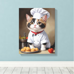 Lienzo Chef de gatos con cocina divertida con pasta