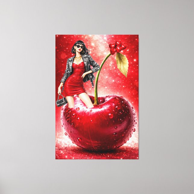 Lienzo Cherry Fashion Illustration Wall Art Print (Anverso)