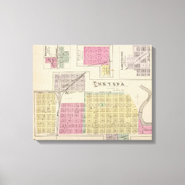 Lienzo Chetopa, Dennis, Piqua, Labette City, Kansas (Anverso)