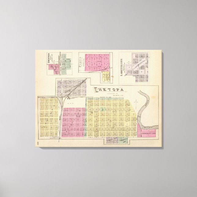 Lienzo Chetopa, Dennis, Piqua, Labette City, Kansas (Anverso)