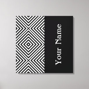 Lienzo Chevron de diamante negro con nombre @ Emporiomoff