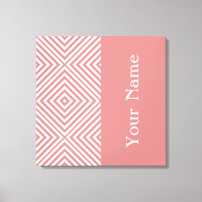 Lienzo Chevron de diamante rosa con el nombre @ Emporiomo (Anverso)