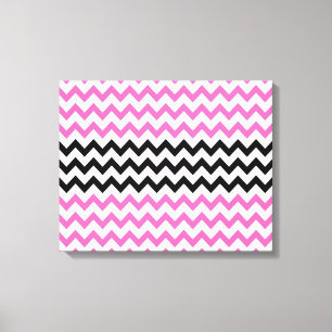 Lienzo Chevron negro y rosa caliente por Shirley Taylor