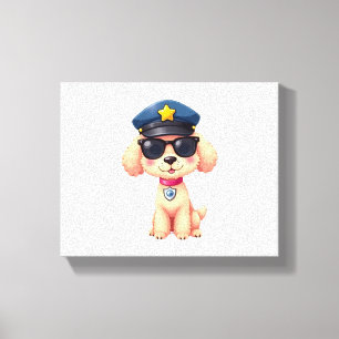 Lienzo Chibi Anime Policía Poodle Dog
