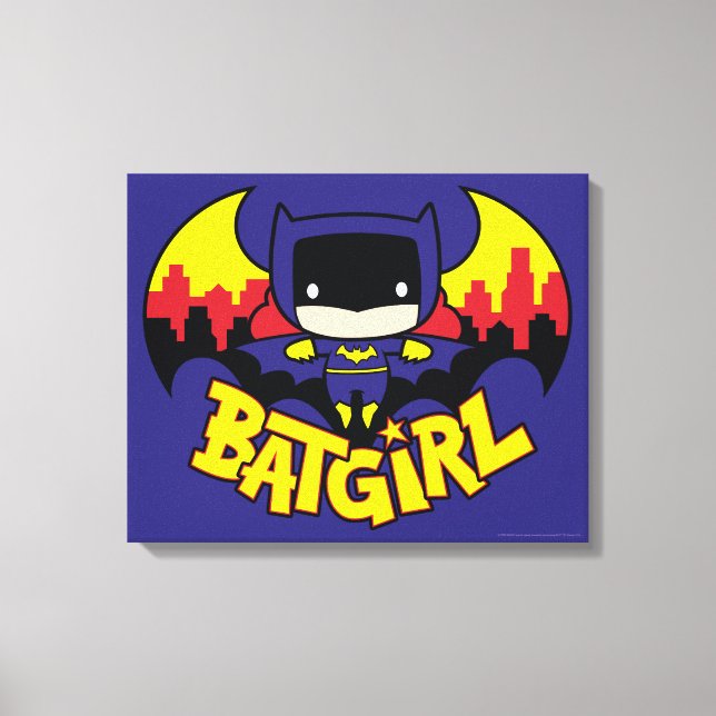 Lienzo Chibi Batgirl Con Skyline Y Logo Gótico (Anverso)