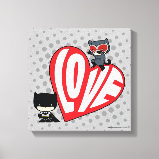 Lienzo Chibi Catwoman salta sobre Batman (Anverso)
