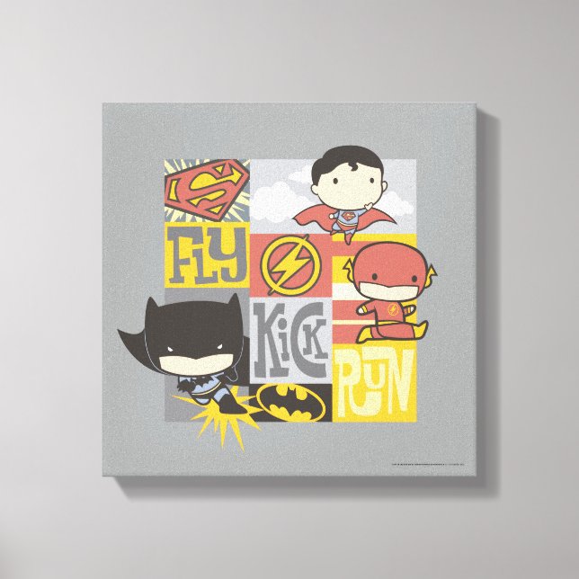 Lienzo Chibi Justice League | Volar, Patinar, Correr (Anverso)
