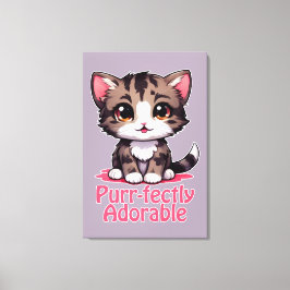 Lienzo Chibi Purr-fectamente adorable Kawaii Kitten en ro