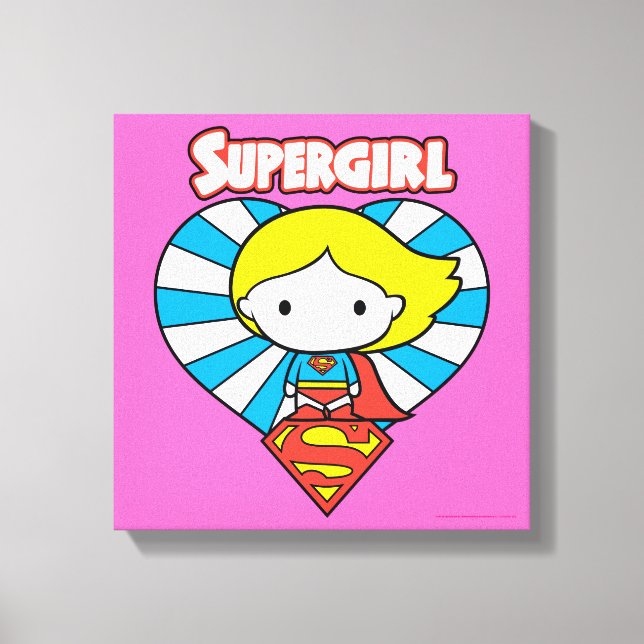 Lienzo Chibi Supergirl Starburst Heart and Logo (Anverso)