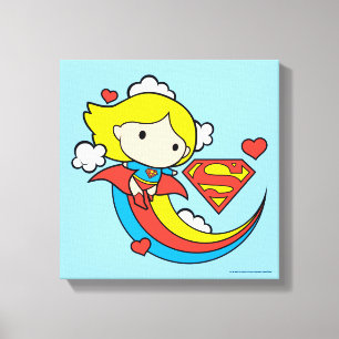 Lienzo Chibi Supergirl Volando Arcoiris