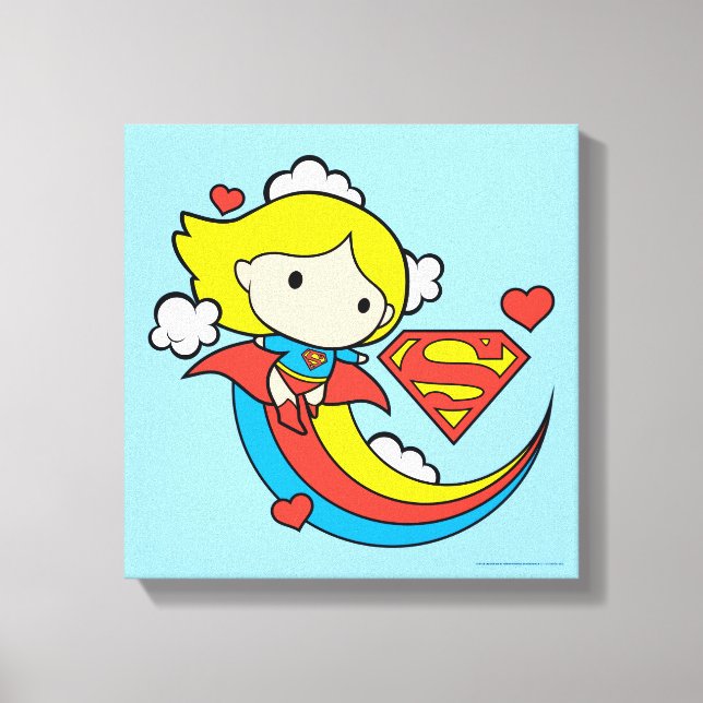 Lienzo Chibi Supergirl Volando Arcoiris (Anverso)