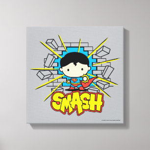 Lienzo Chibi Superman huele a través de la pared de ladri
