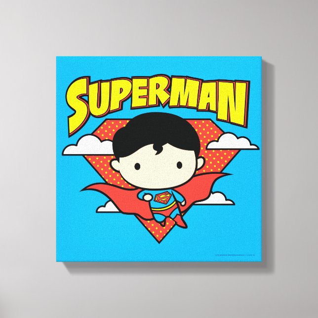 Lienzo Chibi Superman Polka Dot Shield y Name (Anverso)