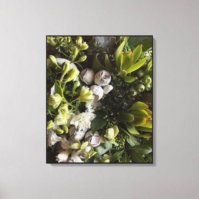 Lienzo Chic Dark Green Botanical Leaves (Anverso)
