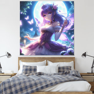 Lienzo Chica Anime Ala de Mariposa Violeta Hada de la Lun