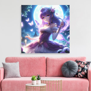 Lienzo Chica Anime Ala de Mariposa Violeta Hada de la Lun
