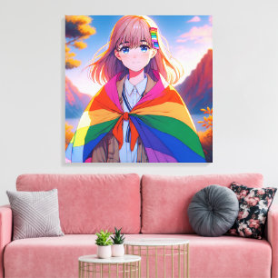Lienzo Chica Anime con Capa LGBTQIA+