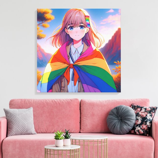 Lienzo Chica Anime con Capa LGBTQIA+ (Insitu (Sala de estar))