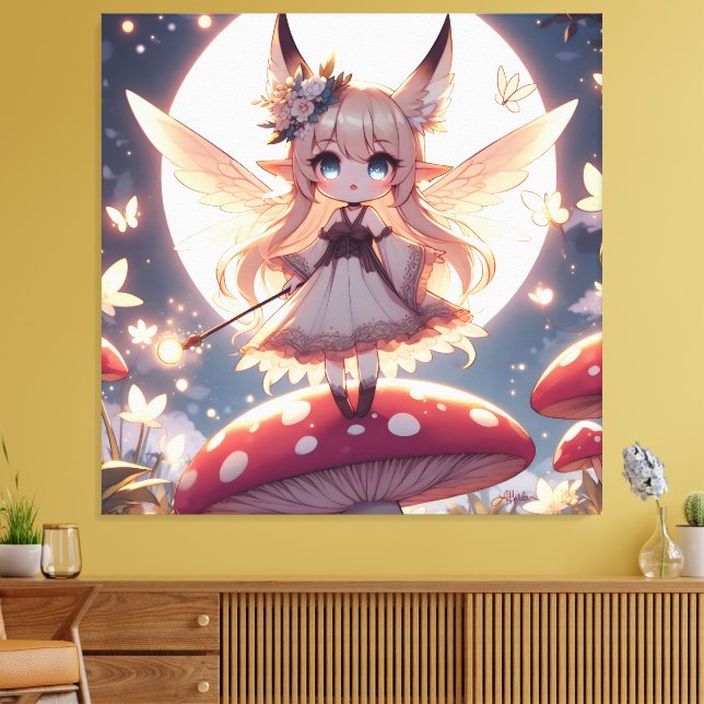 Lienzo Chica Anime Pixie Hippie Luna Hada (Insitu (Sala de estar))