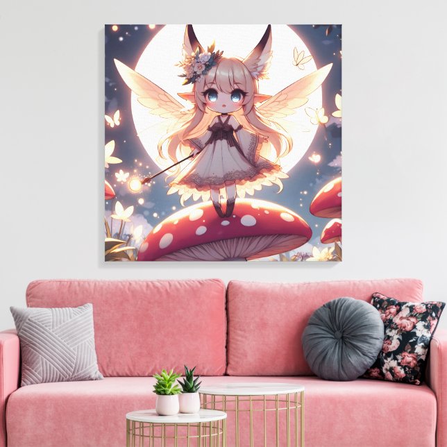 Lienzo Chica Anime Pixie Hippie Luna Hada (Insitu (Sala de estar))