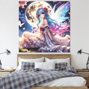 Lienzo Chica Anime Princesa Hada de la Luna en Jardín