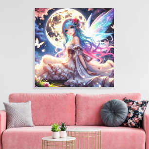 Lienzo Chica Anime Princesa Hada de la Luna en Jardín