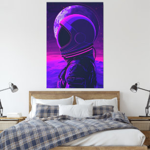 Lienzo chica astronauta púrpura espacial en el espacio co
