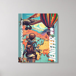 Lienzo Chica Aventurera, Tema de Viaje Personalizado