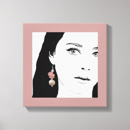 Lienzo chica cara moda ilustracion floral lindo