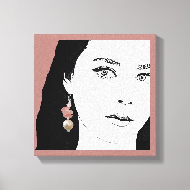 Lienzo chica cara moda ilustracion lujoso (Anverso)