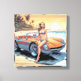 Lienzo Chica con coche deportivo