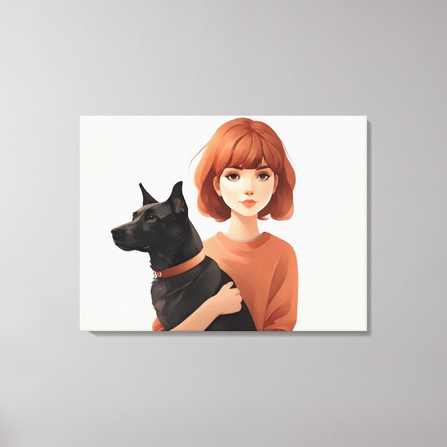 Lienzo Chica con el perro (Anverso)
