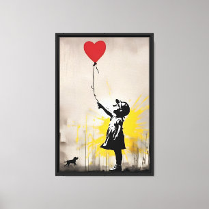 Lienzo Chica con globo cardíaco con marco de pintura mura