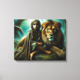Lienzo Chica con león