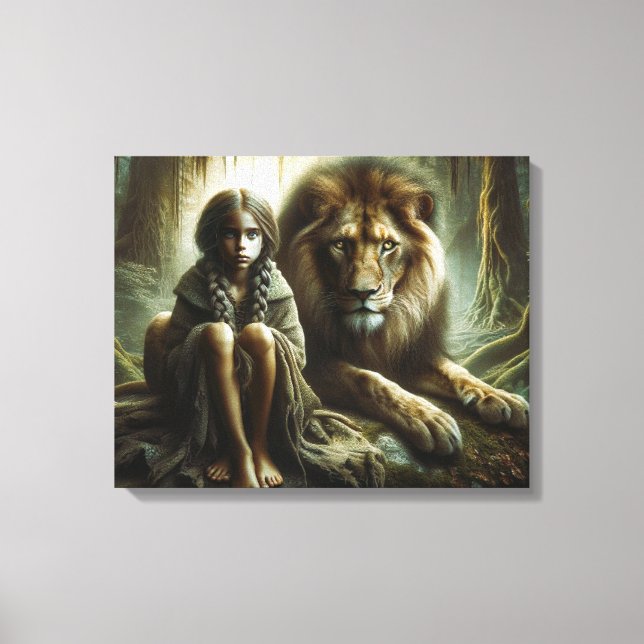 Lienzo Chica con león (Anverso)