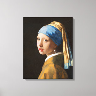 Lienzo Chica con pintura de retrato perla