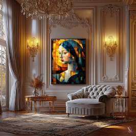 Lienzo Chica con un mosaico de vidrio manchado de Pearl E