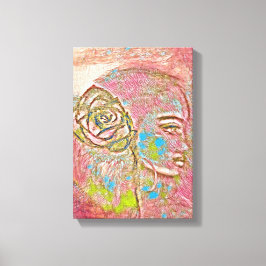 Lienzo Chica con un rosa en el pelo. Elegante Art Ca de l