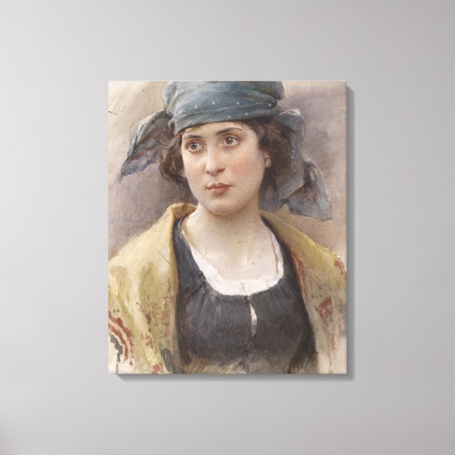 Lienzo Chica con un velo verde (por Ludwig Passini) (Anverso)