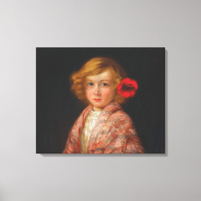 Lienzo Chica con una flor roja en el pelo (Anverso)