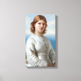 Lienzo Chica con vestido de seda blanca para la Santa Com