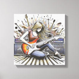 Lienzo Chica con vibraciones musicales