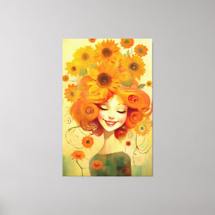 Lienzo Chica Cute Sunflower