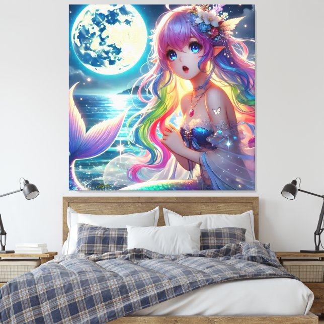 Lienzo Chica de Anime Cantando Pixie de Luz de Luna Siren (Insitu(Dormitorio))