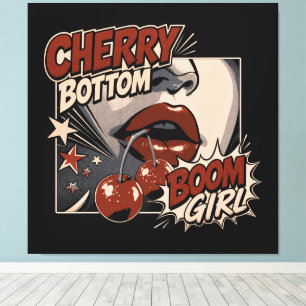 Lienzo Chica de Fondo de Cereza – Cereza de Cómic Retro
